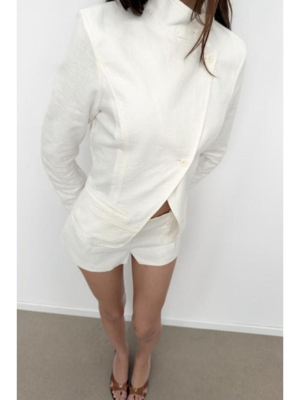 ZARA RAMIE BLEND WRAP JACKET - Picture 3 of 9